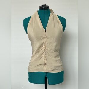 Alma Italian Brand Silk Beige Halter Top
